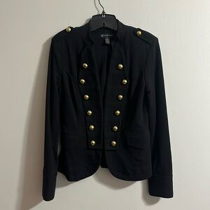INC International Concept size small Black Cotton Military Jacket w/Gold Buttons